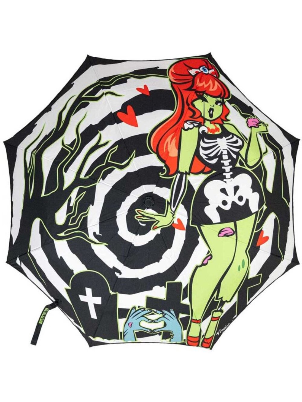 NWT Kreepsville 666 Zombie Girl Gothic UV Rain Shade Umbrella NEW